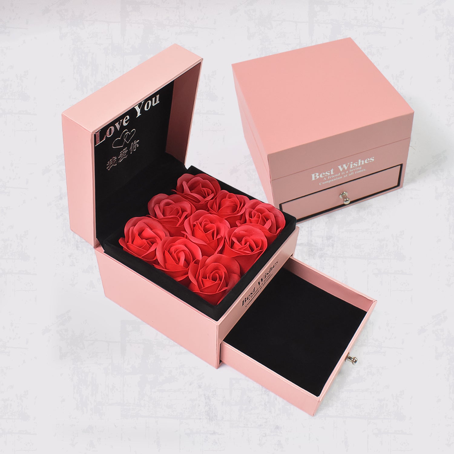 Preserved Eternal Rose Flower Gift Box Drawer with I Love You & Artificial 9 Pcs Rose (1 Set) - Shivani Jaswal Preserved Eternal Rose Flower Gift Box Drawer with I Love You & Artificial 9 Pcs Rose (1 Set)