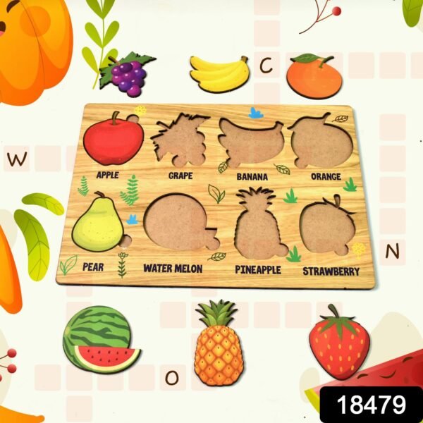 Wooden Fruits Puzzle Learning Educational Board (1 Set / 28Ã—20 Cm)
