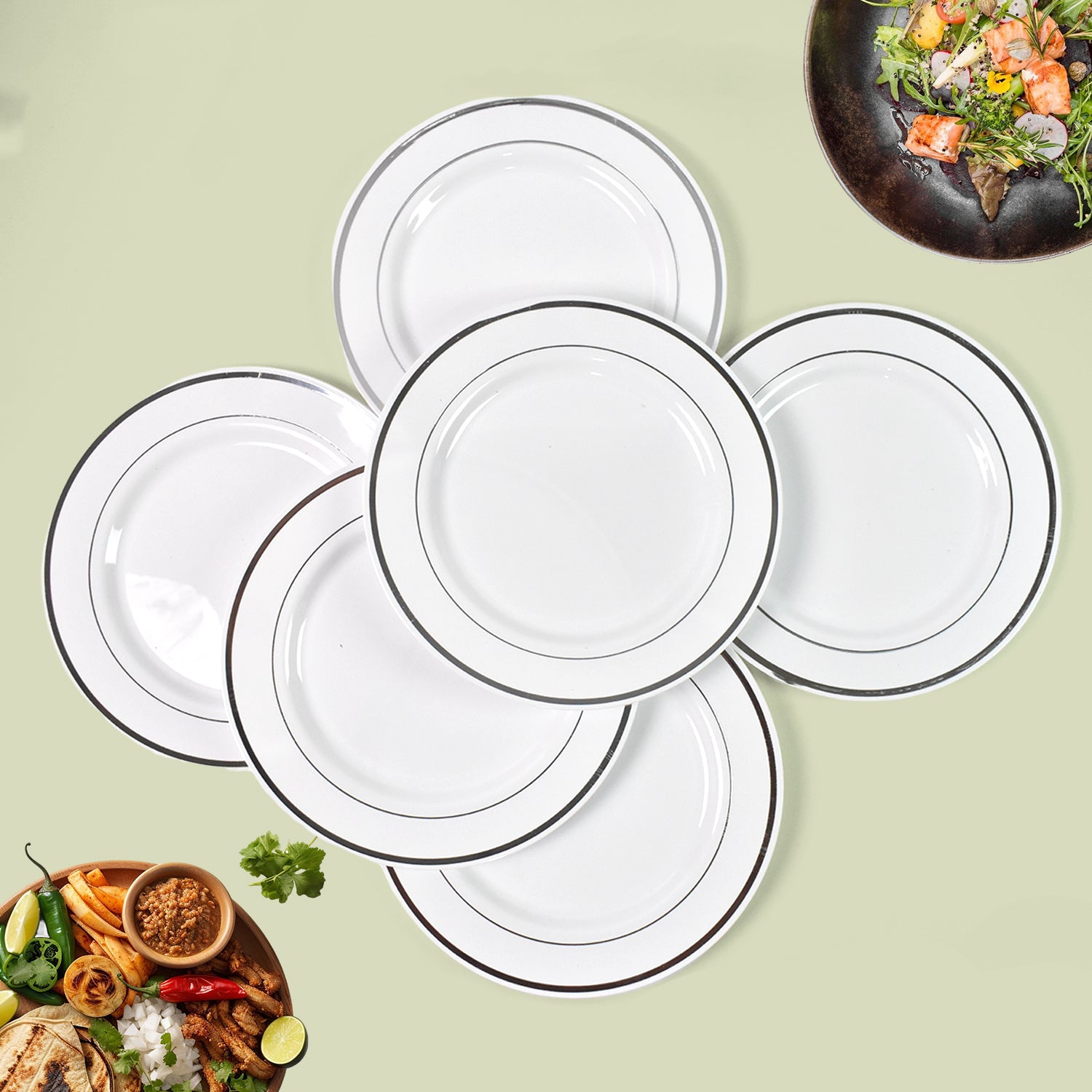 Round Plastic Dinner Plates Wedding Birthday Party Tableware Supplies (6 Pcs Set) - Shivani Jaswal Round Plastic Dinner Plates Wedding Birthday Party Tableware Supplies (6 Pcs Set)
