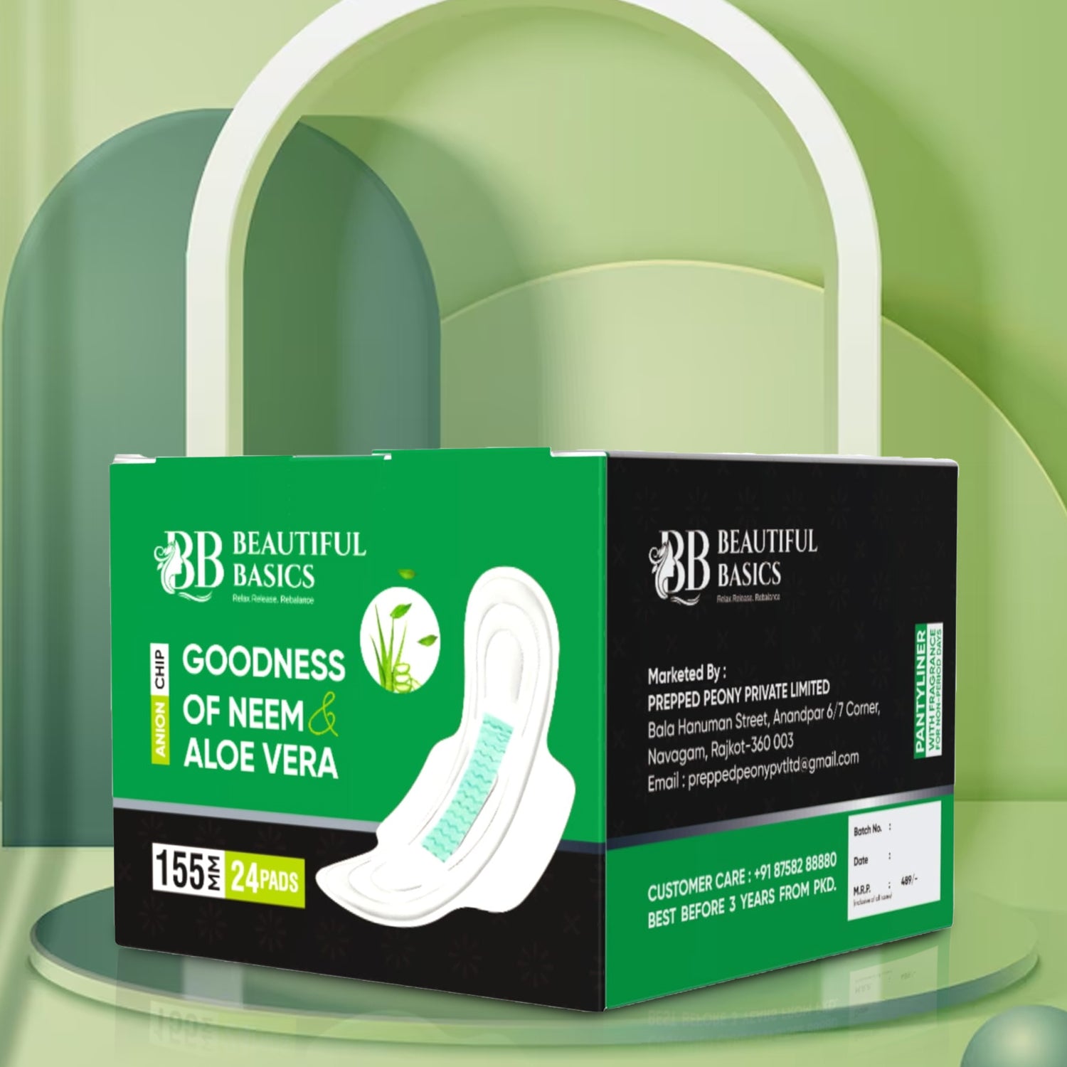 Sanitary Pantyliner with Neem & Aloe Vera, Ultra Thin, PH Balanced, Antibacterial (24 Pads, 155mm) - Shivani Jaswal Sanitary Pantyliner with Neem & Aloe Vera, Ultra Thin, PH Balanced, Antibacterial (24 Pads, 155mm)