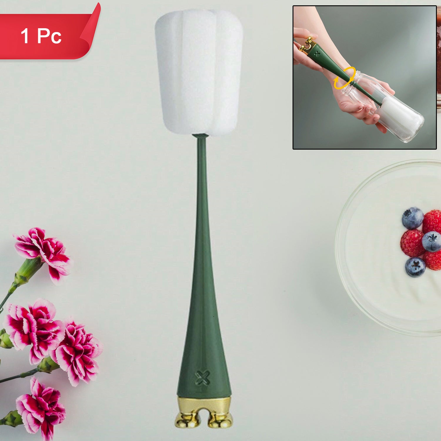Multifunctional Silicone Bottle Cleaning Foam Brush with Plastic Long Handle (1 Pc) - Shivani Jaswal Multifunctional Silicone Bottle Cleaning Foam Brush with Plastic Long Handle (1 Pc)