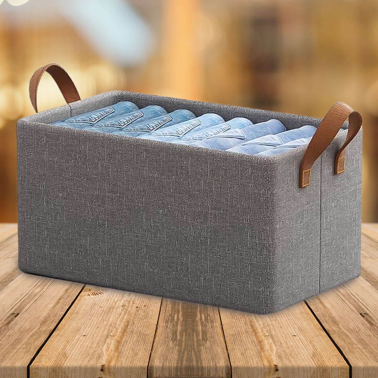 Cloth storage baskets, closet storage bins, Canvas Fabric Storage Basket for shelves, basket organizers for shelf, storage bins for clothes (48×27 Cm) - Shivani Jaswal Cloth storage baskets, closet storage bins, Canvas Fabric Storage Basket for shelves, basket organizers for shelf, storage bins for clothes (48×27 Cm)