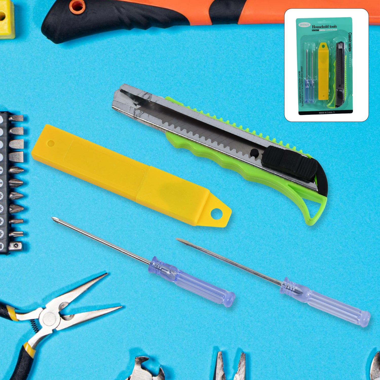 Heavy Duty Working Cutter Knife with replacement blade, 2 Screwdriver Hand Tool (4 Pc Set) - Shivani Jaswal Heavy Duty Working Cutter Knife with replacement blade, 2 Screwdriver Hand Tool (4 Pc Set)