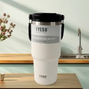 High Quality Stainless Steel Vacuum Glass Insulated Glass Coffee Cups Double Walled Travel Mug, Car Coffee Mug (With Lid & Handle / 1 Pc)