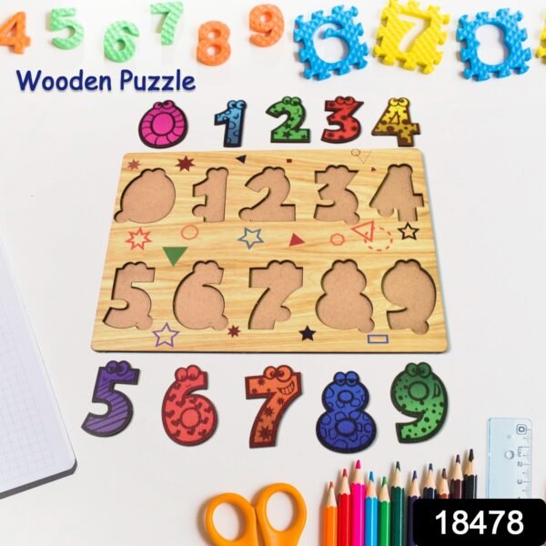 Wooden Number Puzzle Learning Educational Board (1 Set / 28Ã—20 Cm)