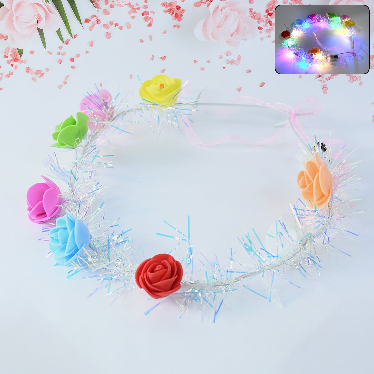 LED Flower Crown Headband – Multicolor Light-Up (1 Pc), Hair accessories - Shivani Jaswal LED Flower Crown Headband – Multicolor Light-Up (1 Pc), Hair accessories