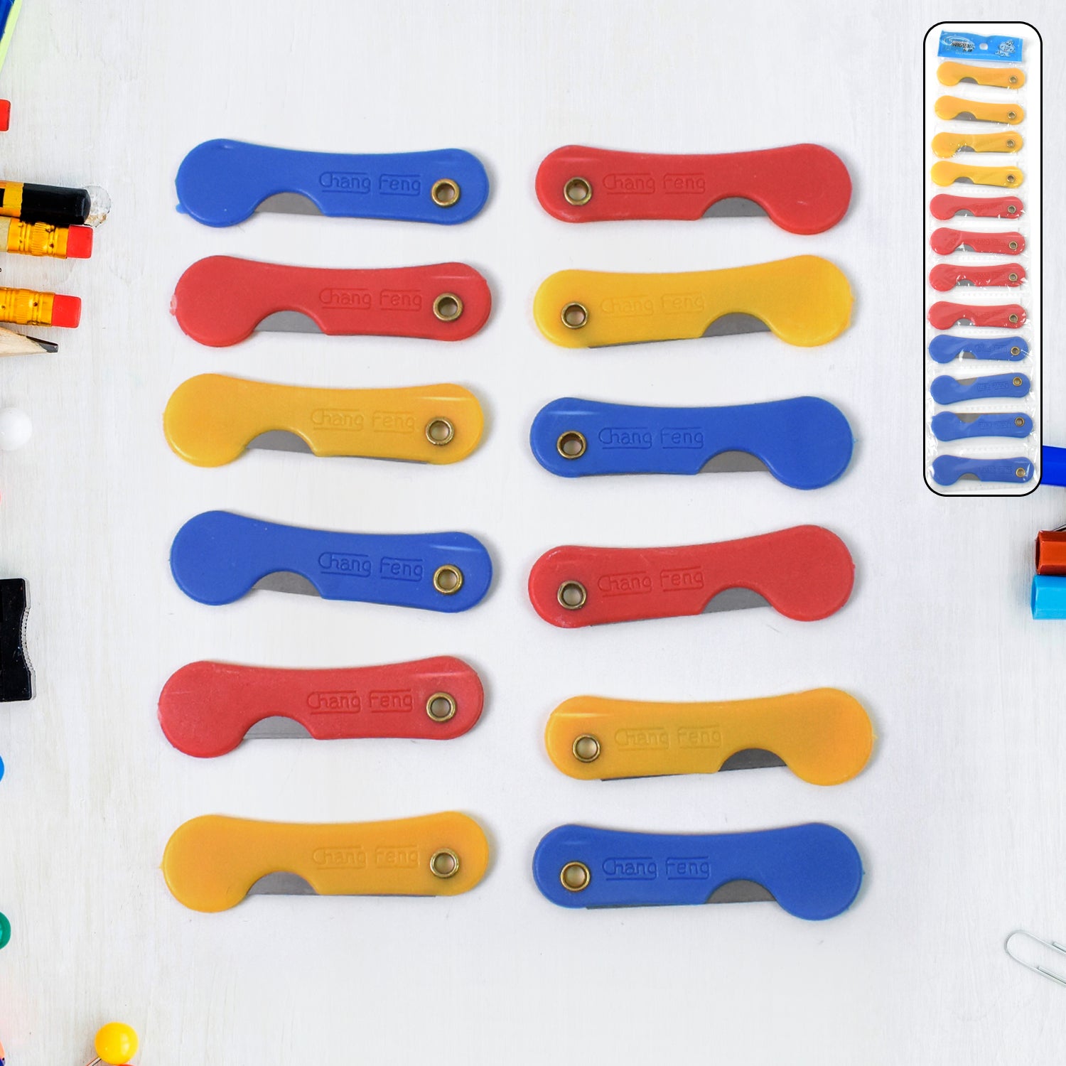 Multicolour Mini Paper Cutter Knife Pencil Knife (Pack of 12) - Shivani Jaswal Multicolour Mini Paper Cutter Knife Pencil Knife (Pack of 12)