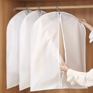Foldable Non Woven Men's Coat Blazer Suit Cover (80Ã—60 CM / 1 Pc / White Side Chain Suit Cover)