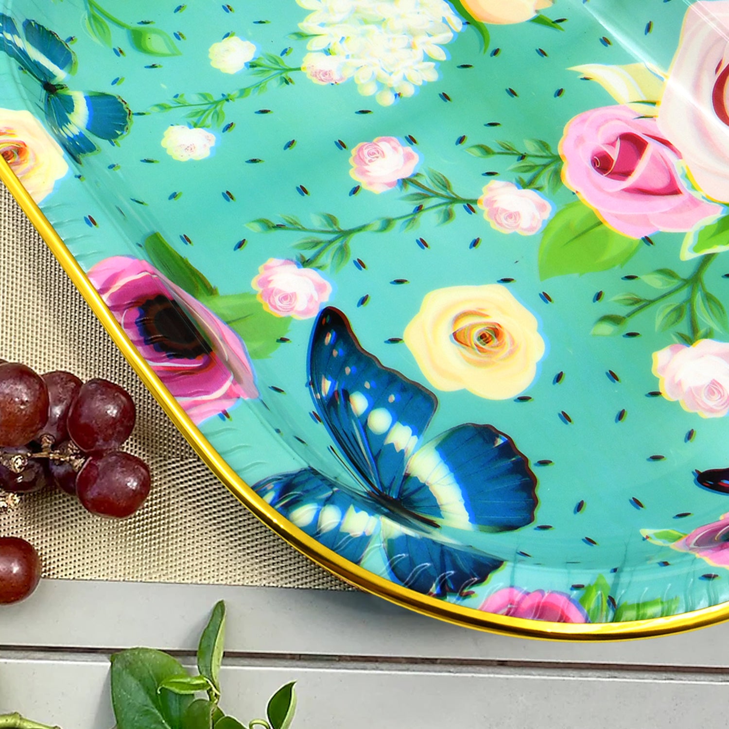 Big Plastic Flower Printed Design Serving Tray (1 Pc / 35 x 24 CM / Mix Color) - Shivani Jaswal Big Plastic Flower Printed Design Serving Tray (1 Pc / 35 x 24 CM / Mix Color)