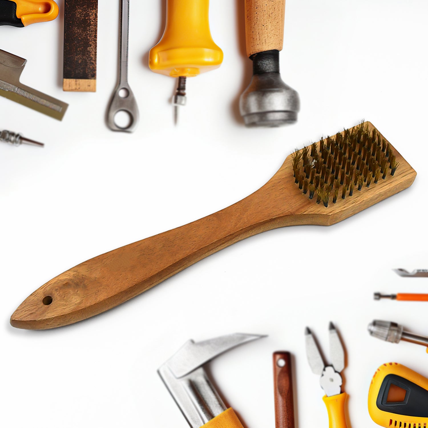 Wooden Handle Steel Wire Brush (1 Pc) - Shivani Jaswal Wooden Handle Steel Wire Brush (1 Pc)