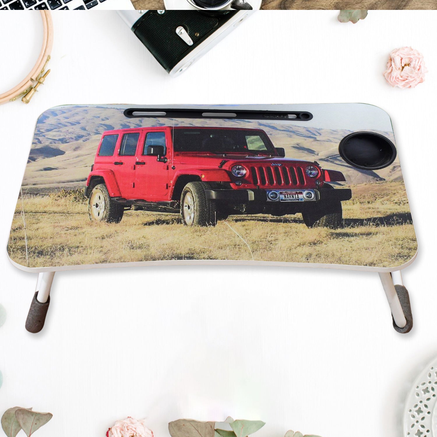 Multi-Purpose Laptop Desk for Study and Reading with Foldable, Cupholder & Drawer (1 Pc / Mix Catoon Design / 58×38 Cm) - Shivani Jaswal Multi-Purpose Laptop Desk for Study and Reading with Foldable, Cupholder & Drawer (1 Pc / Mix Catoon Design / 58×38 Cm)