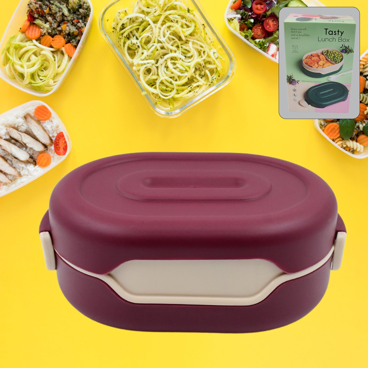 Airtight Food Grade Tiffin Box with 2 in 1 Spoon And 2 Compartment - Shivani Jaswal Airtight Food Grade Tiffin Box with 2 in 1 Spoon And 2 Compartment