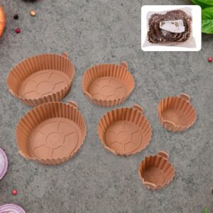 Air Fryer Reusable Silicone Pot with Handles (6 Pc set)