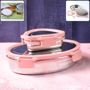 Ganesh Classy 2-Piece Stainless Steel Lunch Box Set