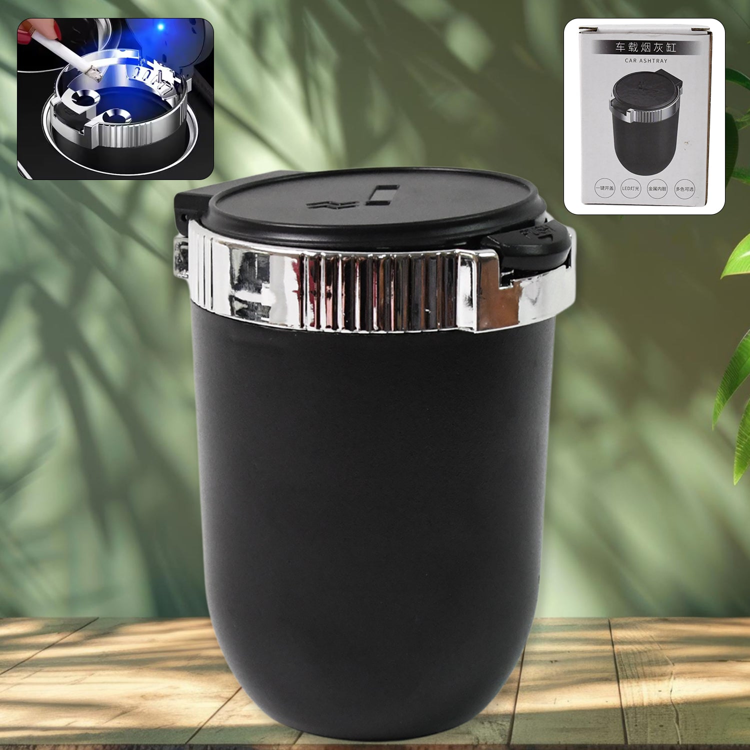 Portable Car Ashtray with Lid and Blue LED Light (1 Pc) - Shivani Jaswal Portable Car Ashtray with Lid and Blue LED Light (1 Pc)