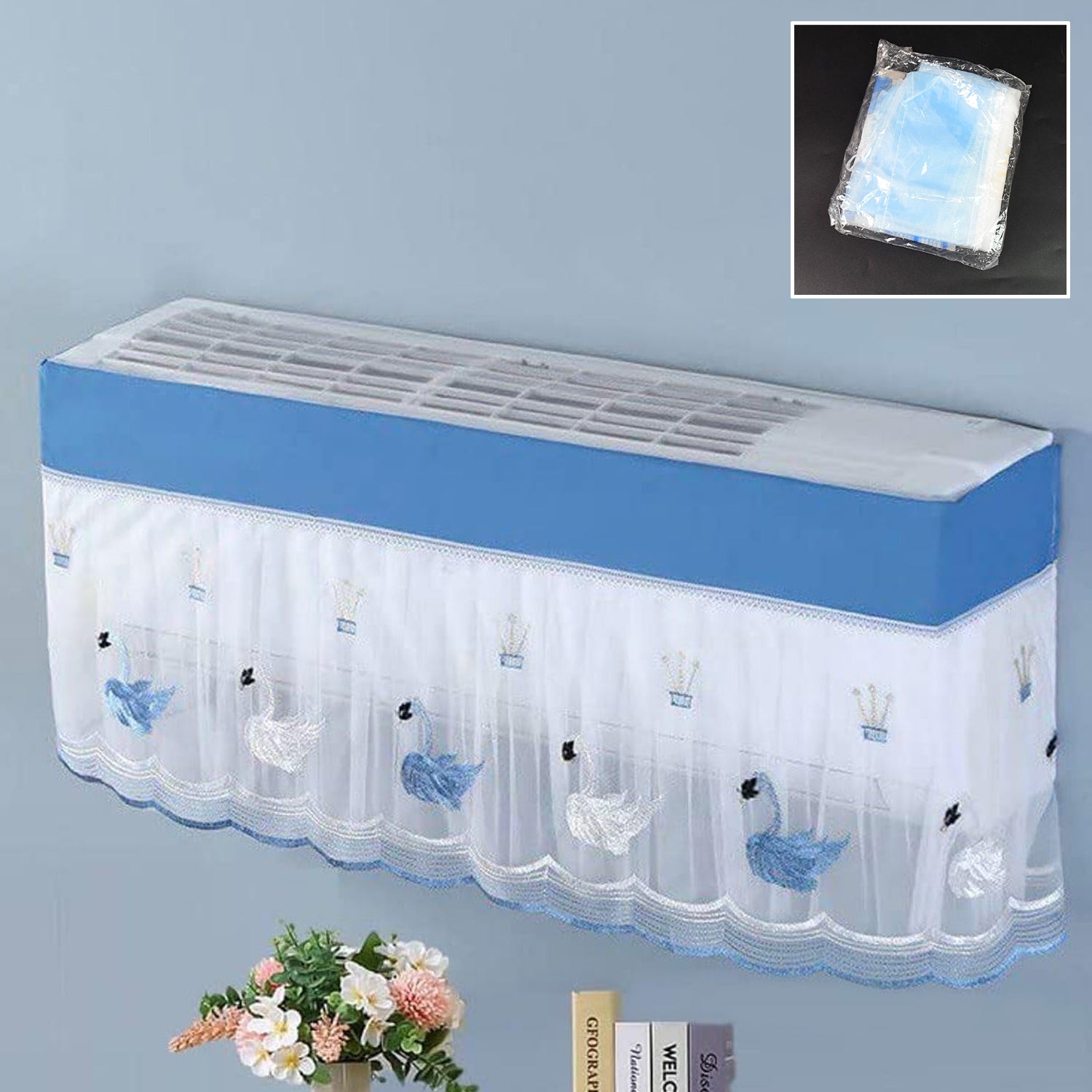 Ac Cover Air Conditioning Dust Cover Folding Designer (Approx 1 Ton / 1 Pc / ac curtain / Mix Design) - Shivani Jaswal Ac Cover Air Conditioning Dust Cover Folding Designer (Approx 1 Ton / 1 Pc / ac curtain / Mix Design)