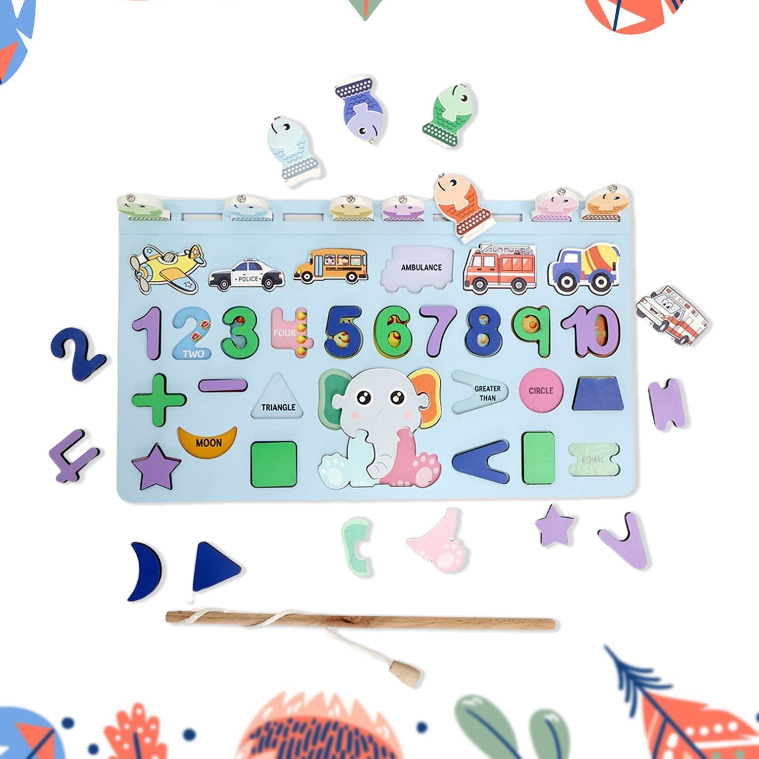 Wooden Number Puzzle Match Board and magnetic rod - Shivani Jaswal Wooden Number Puzzle Match Board and magnetic rod