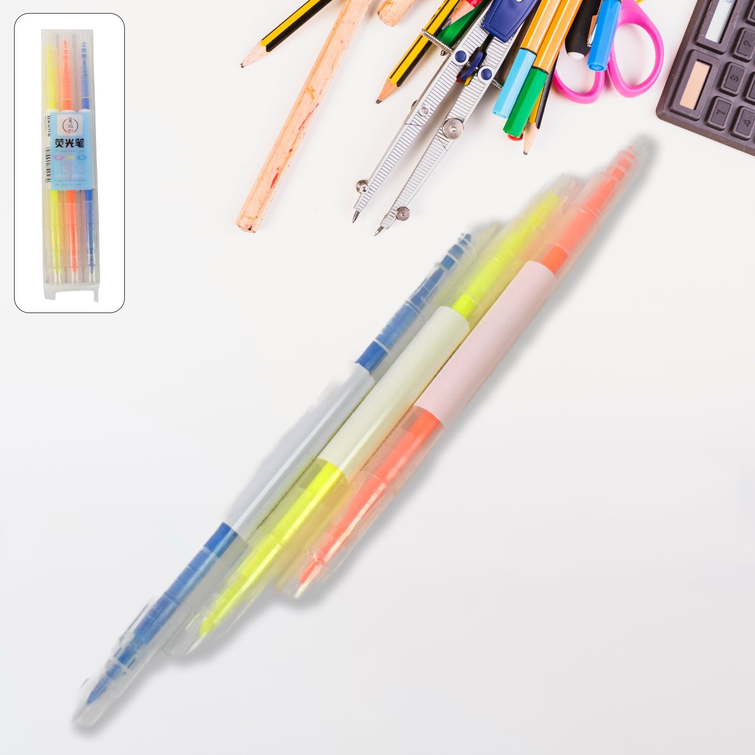 Dual-Headed Highlighter 3 Colors Double head Highlighter Pen (3 Pcs Set) - Shivani Jaswal Dual-Headed Highlighter 3 Colors Double head Highlighter Pen (3 Pcs Set)