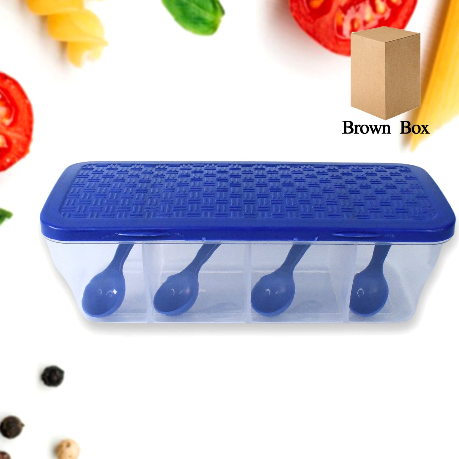 Kitchen Multipurpose Air-tight 4 Sections Storage Containers / Masala Box (1 Set) - Shivani Jaswal Kitchen Multipurpose Air-tight 4 Sections Storage Containers / Masala Box (1 Set)