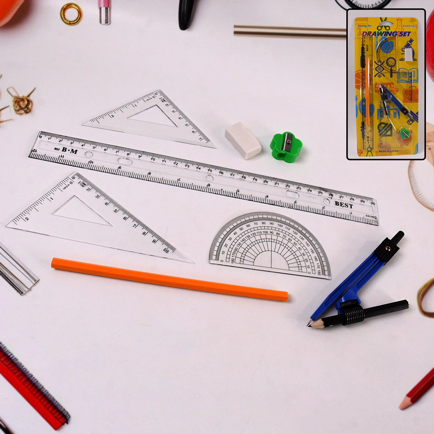 9 in 1 Stationery Set for School Student Office, Draft Rulers - Shivani Jaswal 9 in 1 Stationery Set for School Student Office, Draft Rulers