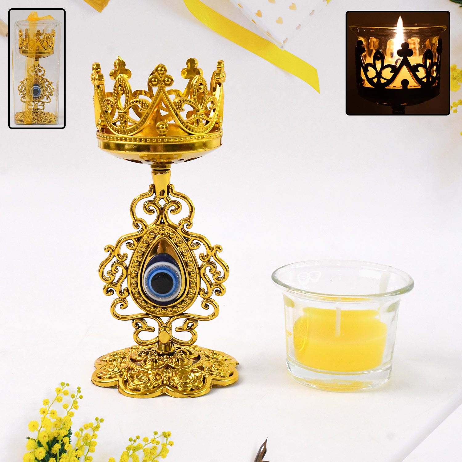 Flower Diwali Candle Holder with Plastic Stand (1 Set) - Shivani Jaswal Flower Diwali Candle Holder with Plastic Stand (1 Set)