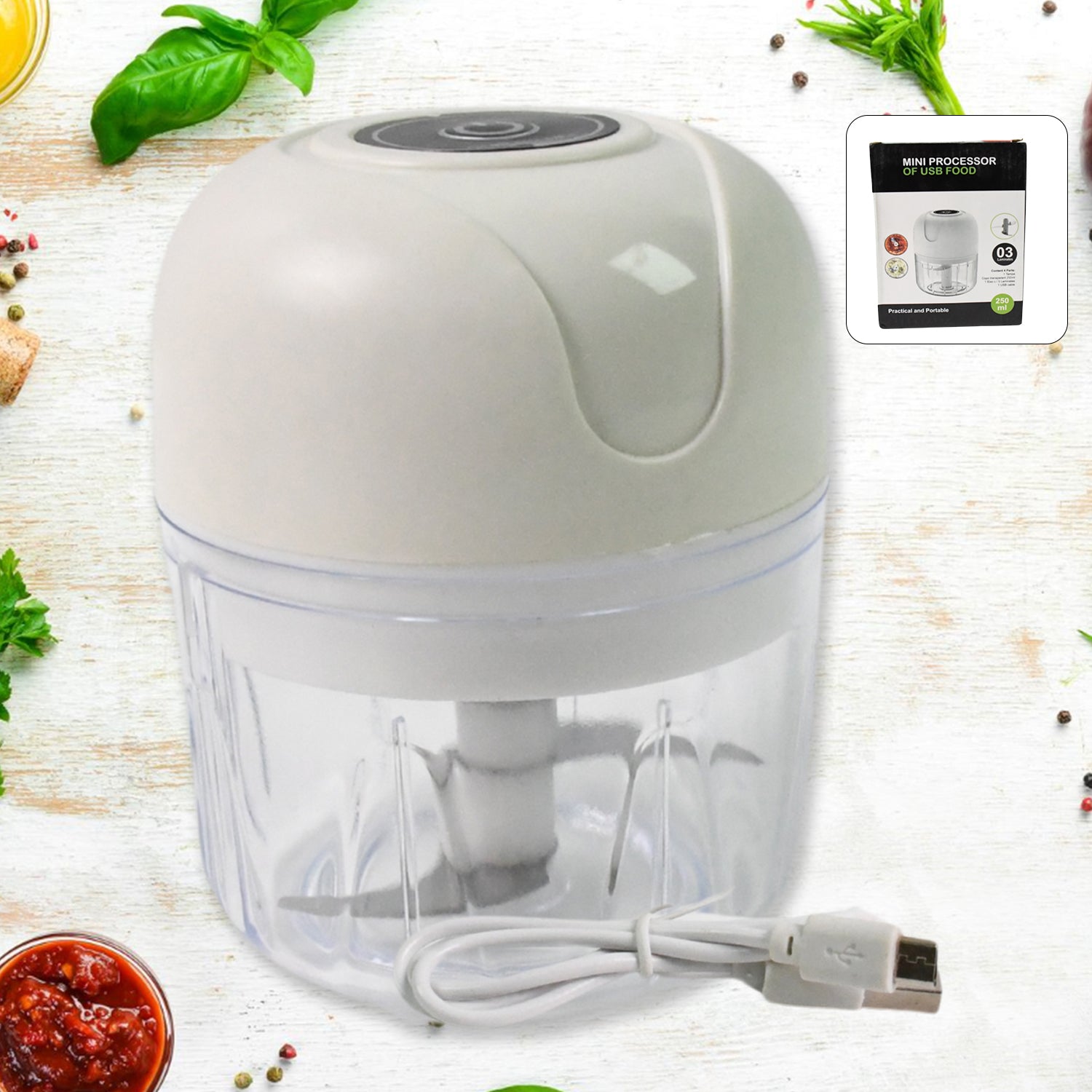 Wireless USB Rechargeable Mini Electric Garlic Machine / Chopper (250Ml) - Shivani Jaswal Wireless USB Rechargeable Mini Electric Garlic Machine / Chopper (250Ml)