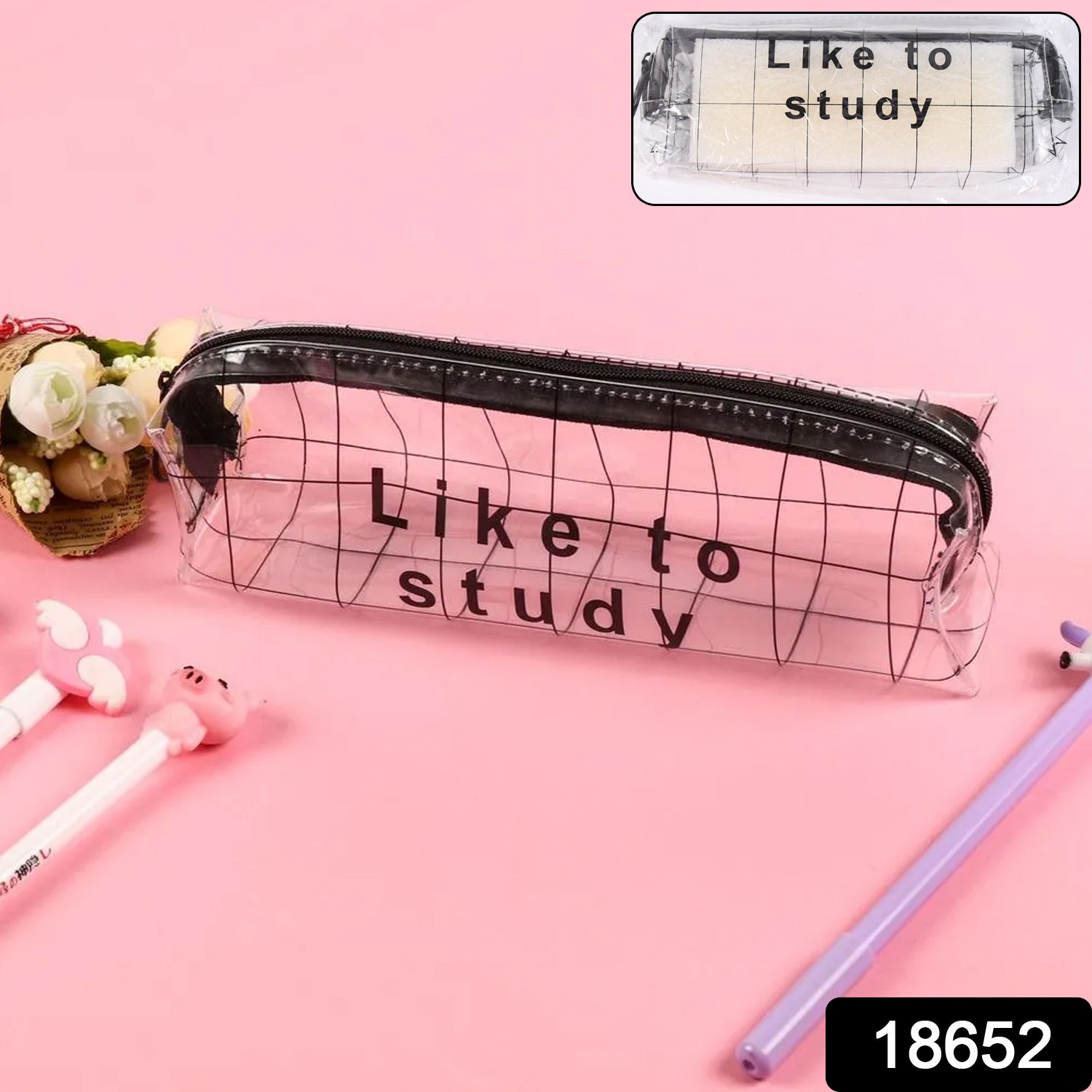 Transparent Pencil Pouch With Zipper (1 Pc) - Shivani Jaswal Transparent Pencil Pouch With Zipper (1 Pc)