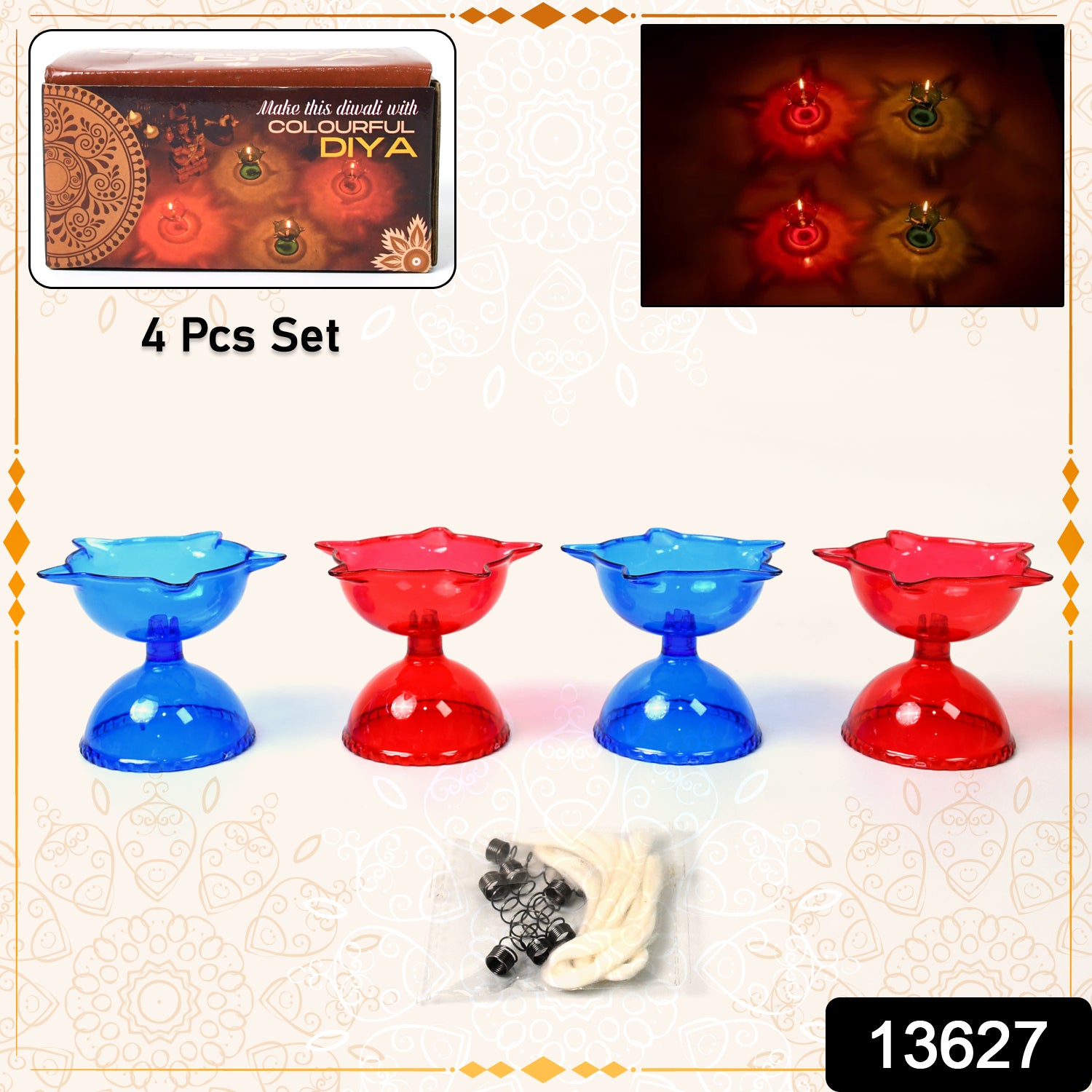 Colourful Reflection Diya Combo Plastic Candle Cup with Multi Shape (4 Pcs Set) - Shivani Jaswal Colourful Reflection Diya Combo Plastic Candle Cup with Multi Shape (4 Pcs Set)