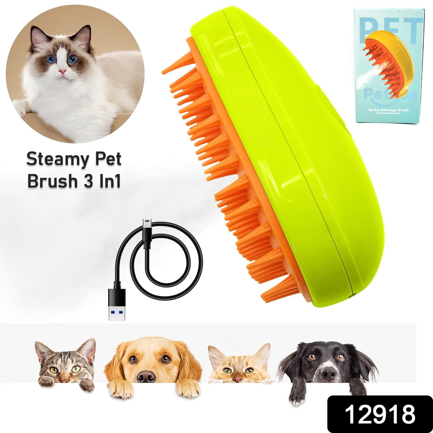 3-in-1 Cat Steamy Brush – Self-Cleaning Pet Grooming & Hair Removal Comb - Shivani Jaswal 3-in-1 Cat Steamy Brush – Self-Cleaning Pet Grooming & Hair Removal Comb
