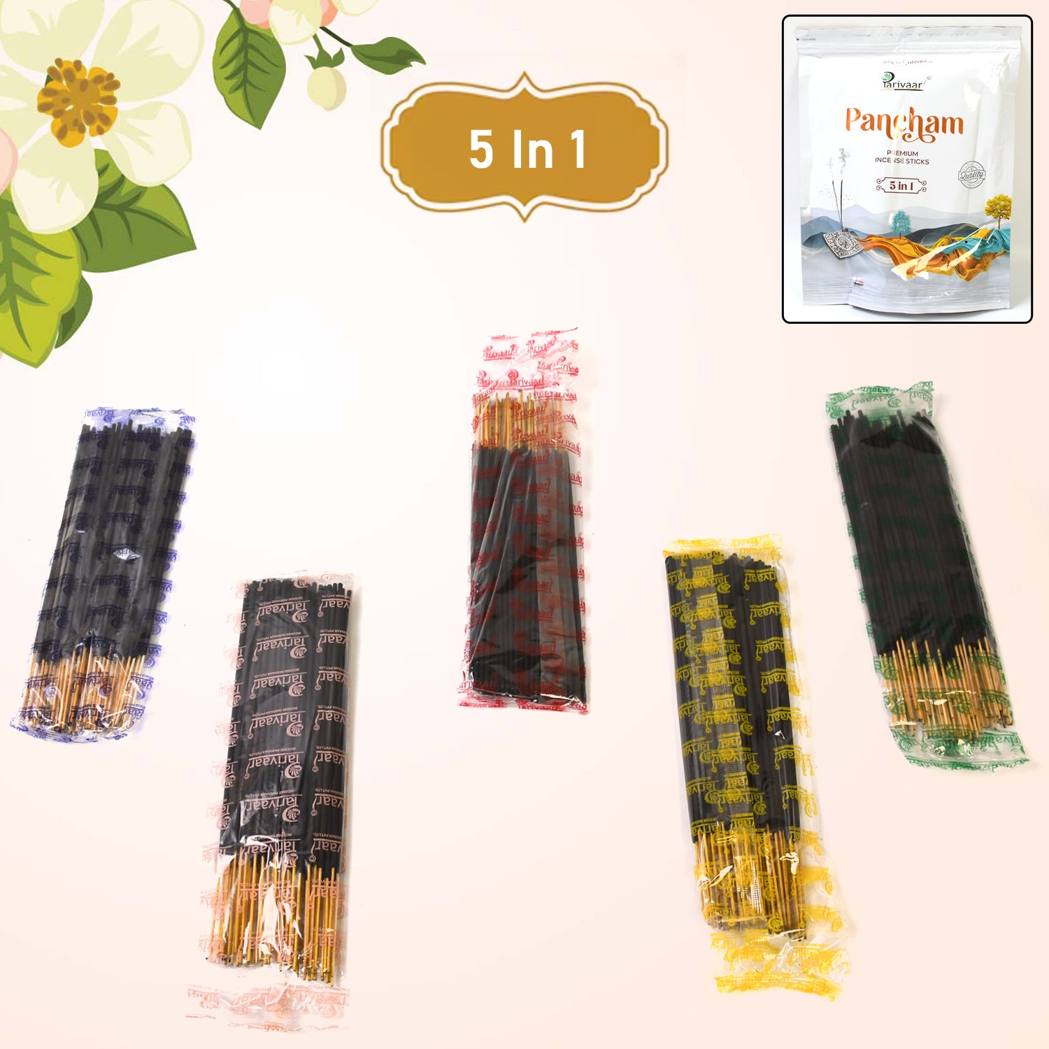 5in1 Pancham Premium Agarbatti / Incense Sticks (450 GM) - Shivani Jaswal 5in1 Pancham Premium Agarbatti / Incense Sticks (450 GM)