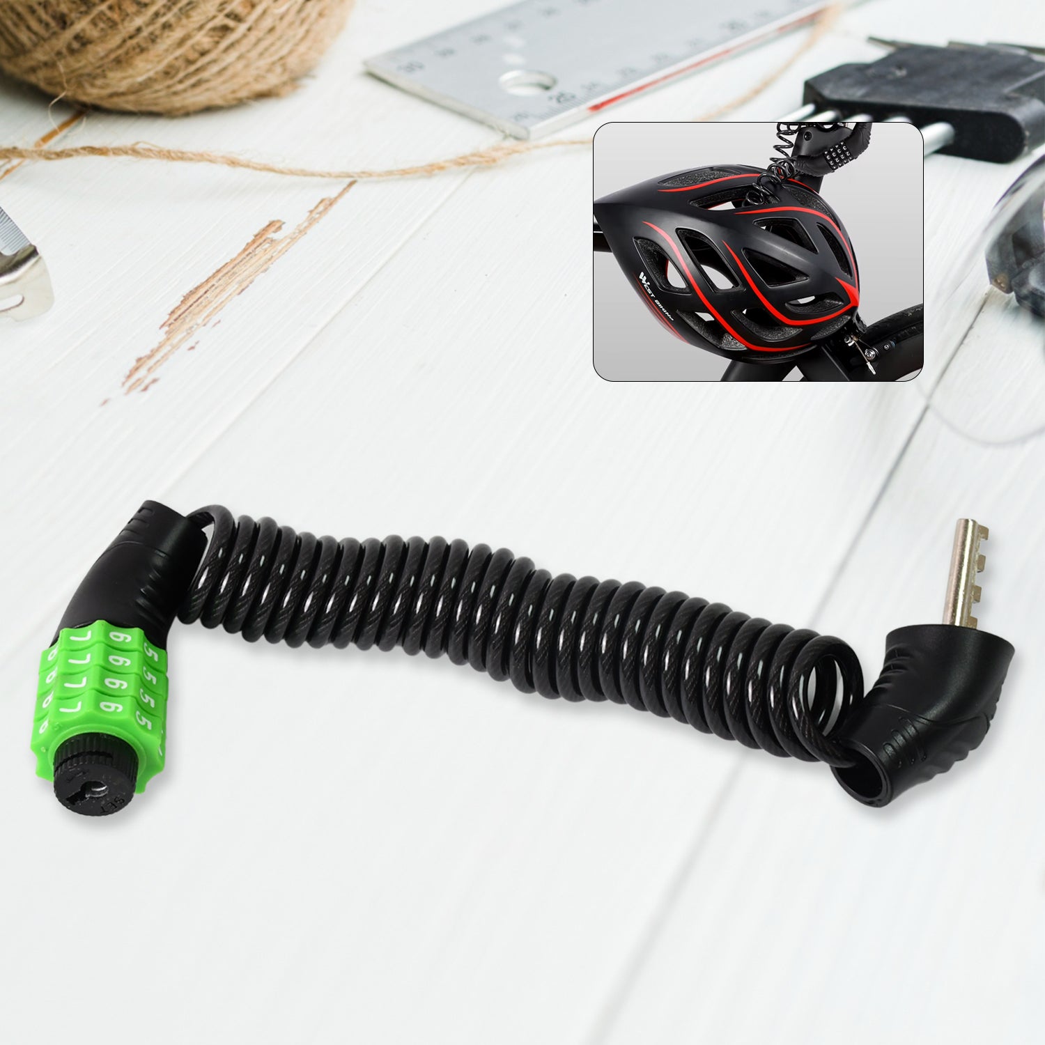 Spiral Cable Lock | 4-Digit Combination Code | Bicycle Security Lock (1 Pc) - Shivani Jaswal Spiral Cable Lock | 4-Digit Combination Code | Bicycle Security Lock (1 Pc)