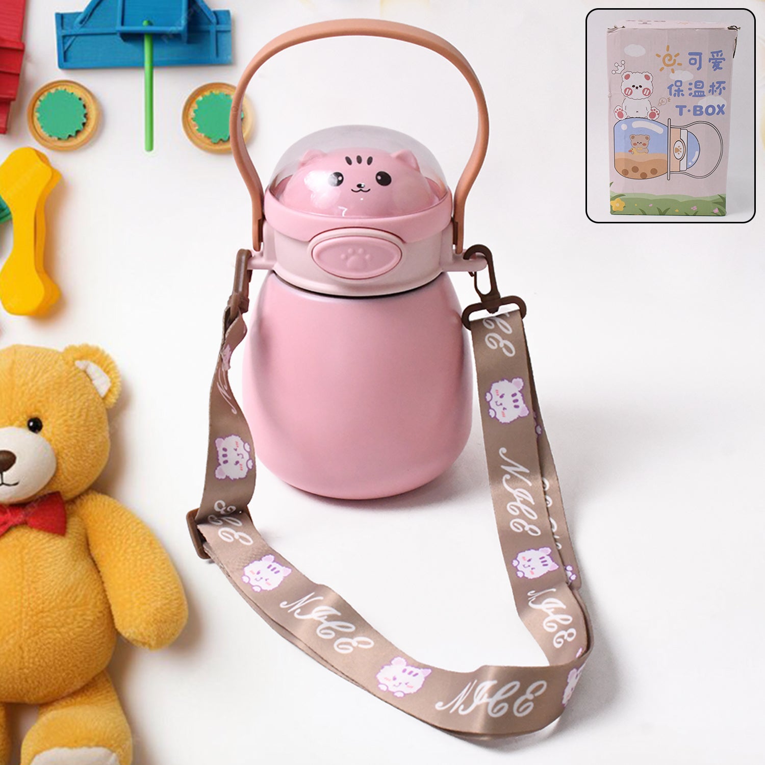 Stainless Steel Kitten / Bottle Vacuum Insulated Cup With Handle & Strap (700 ML) - Shivani Jaswal Stainless Steel Kitten / Bottle Vacuum Insulated Cup With Handle & Strap (700 ML)