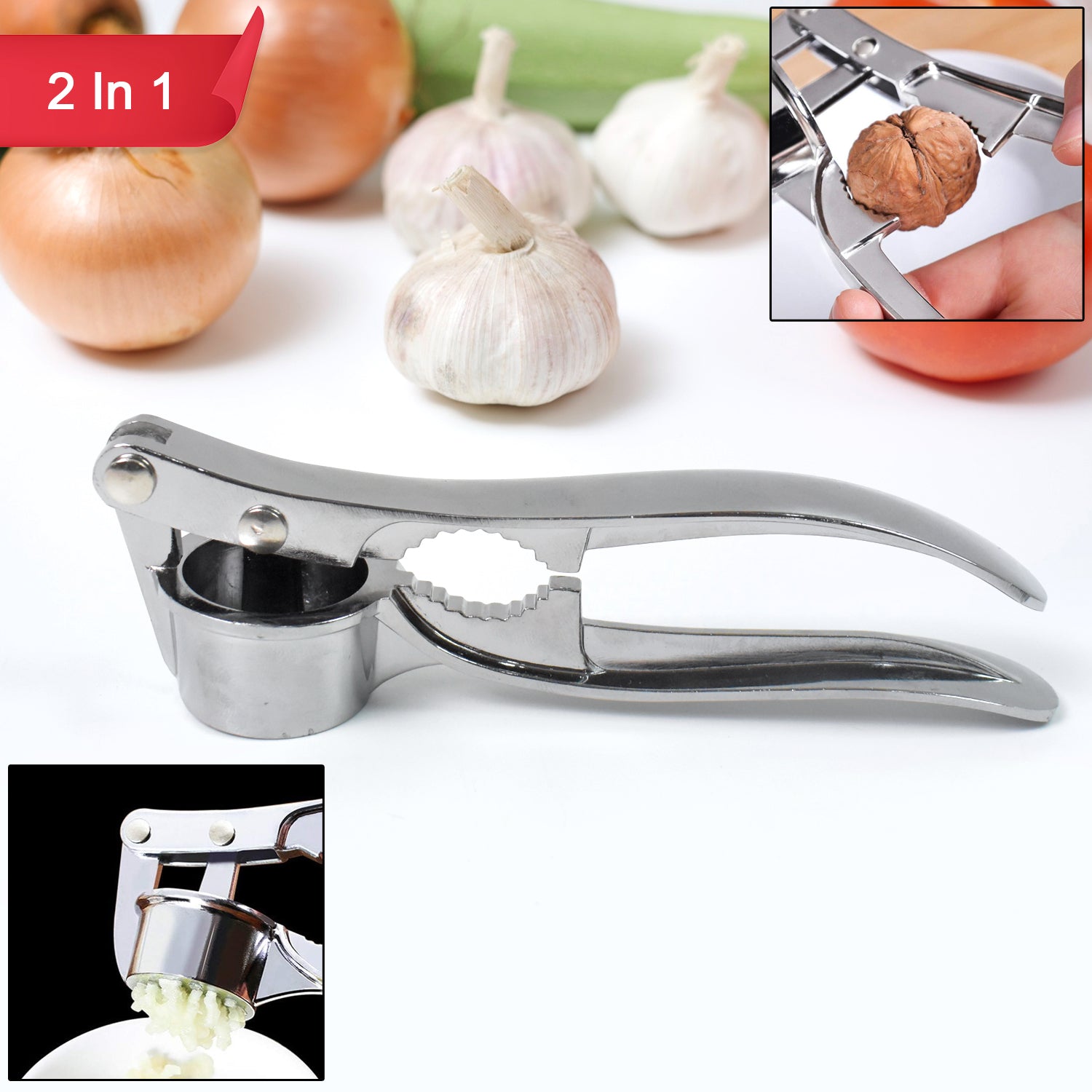 2 in1 Garlic Masher Premium Garlic Press & Walnut Cracker Opener (1 Pc) - Shivani Jaswal 2 in1 Garlic Masher Premium Garlic Press & Walnut Cracker Opener (1 Pc)