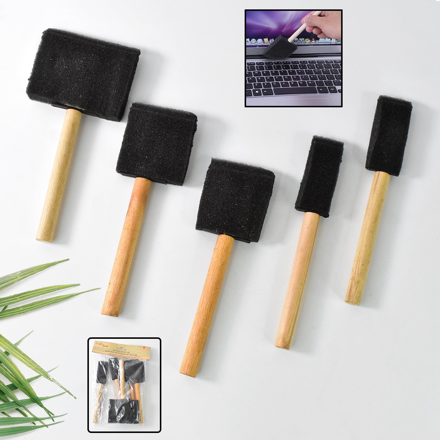 Multipurpose Sponge Brushes for Painting with Wooden Handles - Shivani Jaswal Multipurpose Sponge Brushes for Painting with Wooden Handles