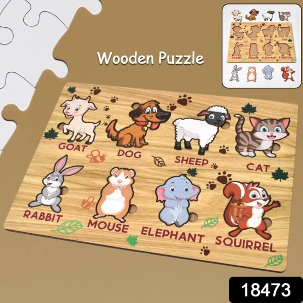 Wooden Animal Puzzle Learning Educational Board (1 Set / 28Ã—20 Cm)