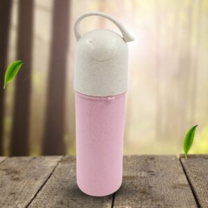 Travel Coffee Cup Portable Water Bottle Wheat Straw Coffee Tea Mug Coffee Mug with Lids & Handle for Coffee TeaÂ Portable for SchoolÂ (300 ML Approx)