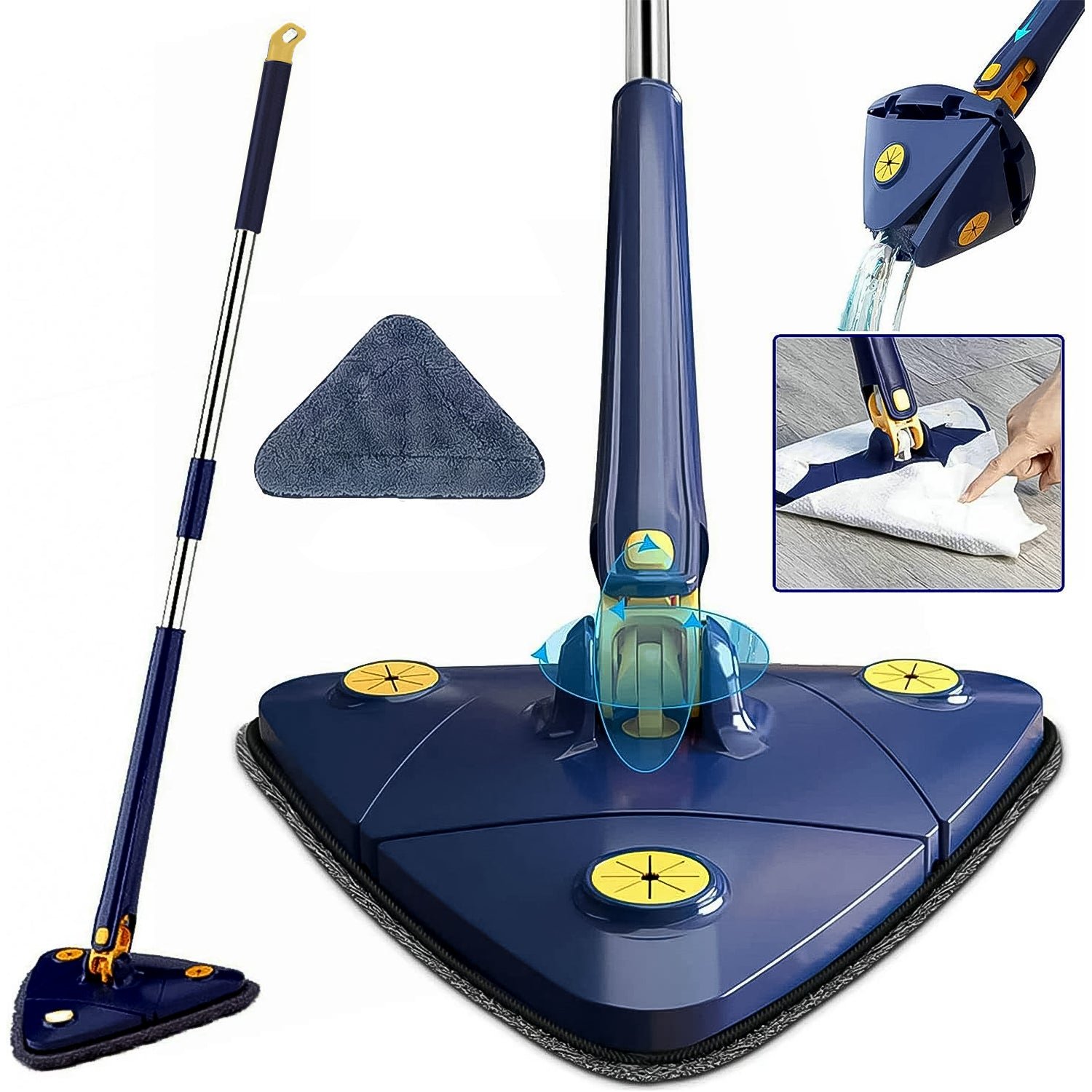 360° Rotatable Mop Triangle Mop with Long Handle (1 Pc / 113 Cm) - Shivani Jaswal 360° Rotatable Mop Triangle Mop with Long Handle (1 Pc / 113 Cm)