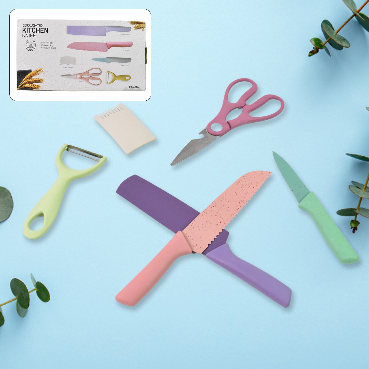 Professional Colorful Kitchen Knives Set (6 Pcs Set) - Shivani Jaswal Professional Colorful Kitchen Knives Set (6 Pcs Set)