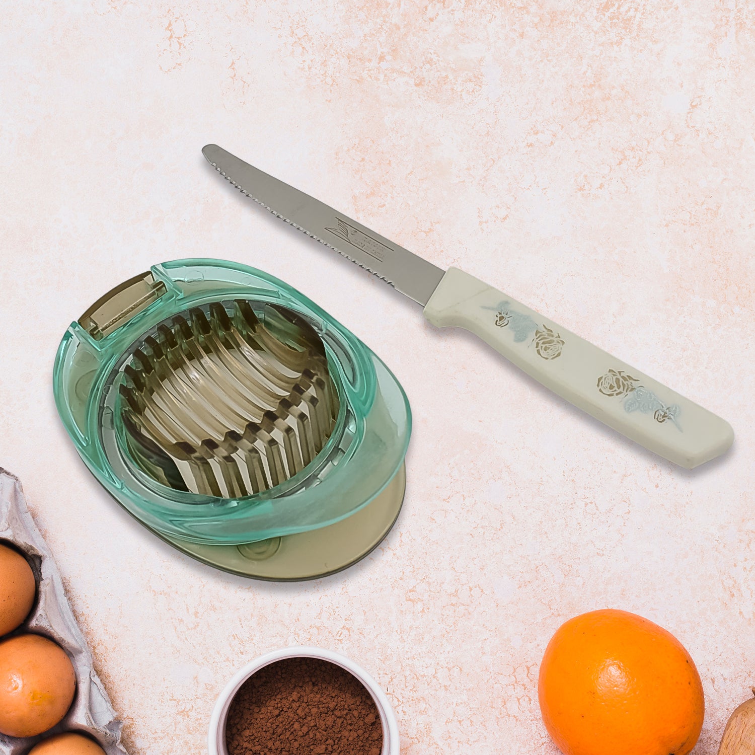 Stainless Steel, Egg Slicer & Knife (2 Pc Set) - Shivani Jaswal Stainless Steel, Egg Slicer & Knife (2 Pc Set)