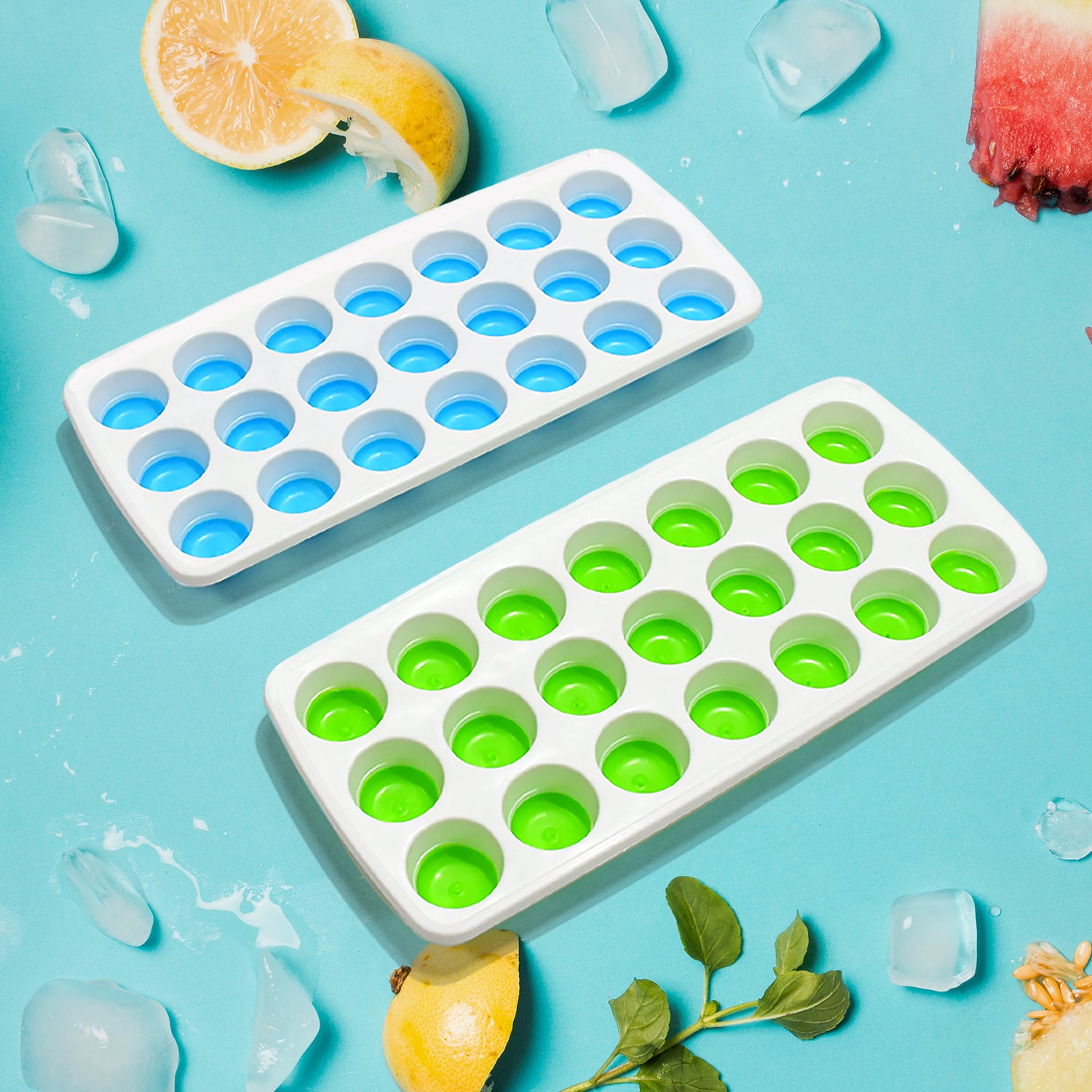 21 Cavity Up Ice Cube Trays-Easy Release, Flexible Silicone Bottom - Stackable, BPA Free, Food Grade - for Convenient Freezer Ice Making (2 Pc Set) - Shivani Jaswal 21 Cavity Up Ice Cube Trays-Easy Release, Flexible Silicone Bottom - Stackable, BPA Free, Food Grade - for Convenient Freezer Ice Making (2 Pc Set)