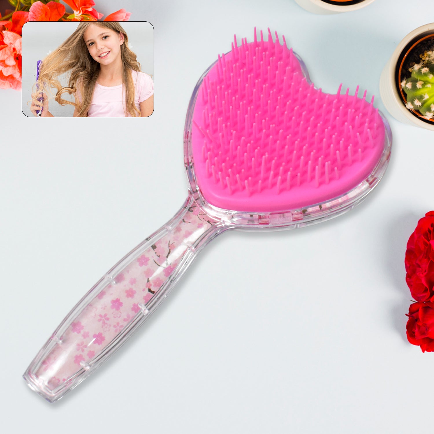Heart Shape Hair Brush Massage Shower Comb (1 Pc), Hair accessories - Shivani Jaswal Heart Shape Hair Brush Massage Shower Comb (1 Pc), Hair accessories