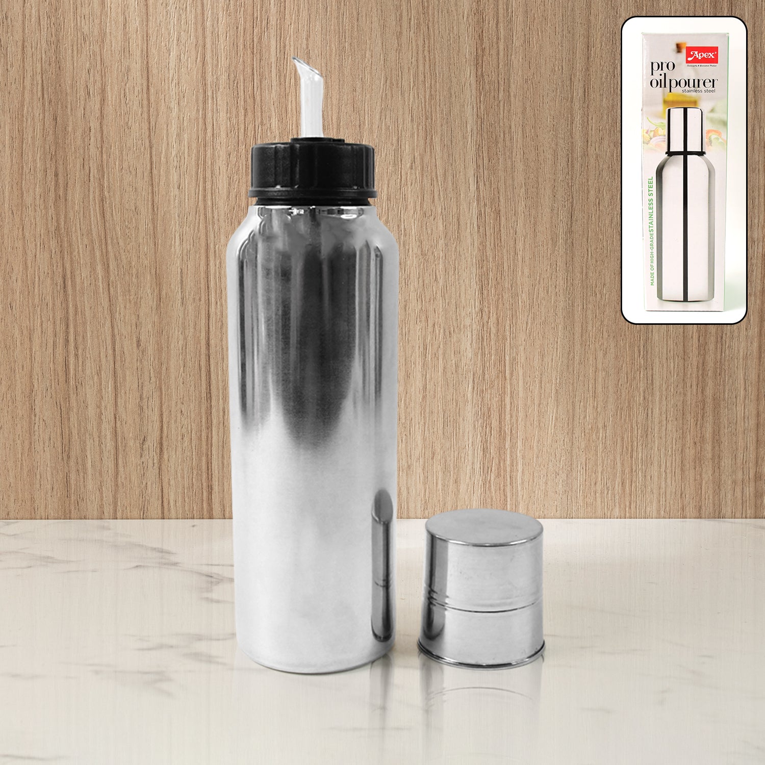 Apex Pro Stainless Steel Oil Pourer – 750ml (1 Pc) - Shivani Jaswal Apex Pro Stainless Steel Oil Pourer – 750ml (1 Pc)