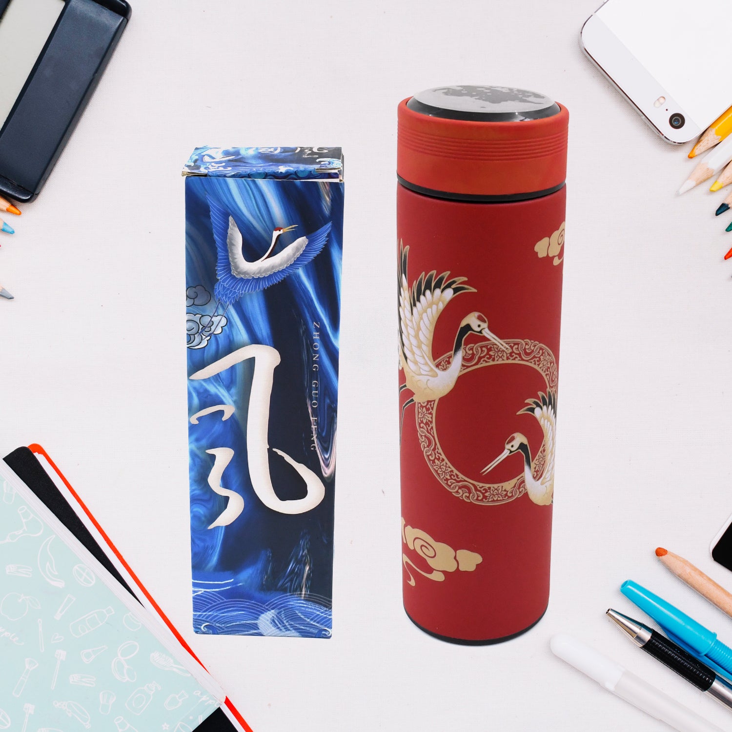 Printed Smart Vacuum Insulated Water Bottle with LED Temperature Display (1 Pc / 500 ML Approx / Multicolor) - Shivani Jaswal Printed Smart Vacuum Insulated Water Bottle with LED Temperature Display (1 Pc / 500 ML Approx / Multicolor)