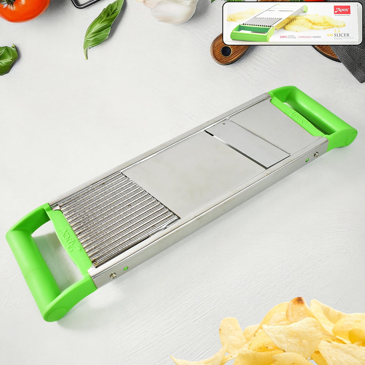 Apex Stainless Steel Vegetable Slicer (2-in-1) - Shivani Jaswal Apex Stainless Steel Vegetable Slicer (2-in-1)