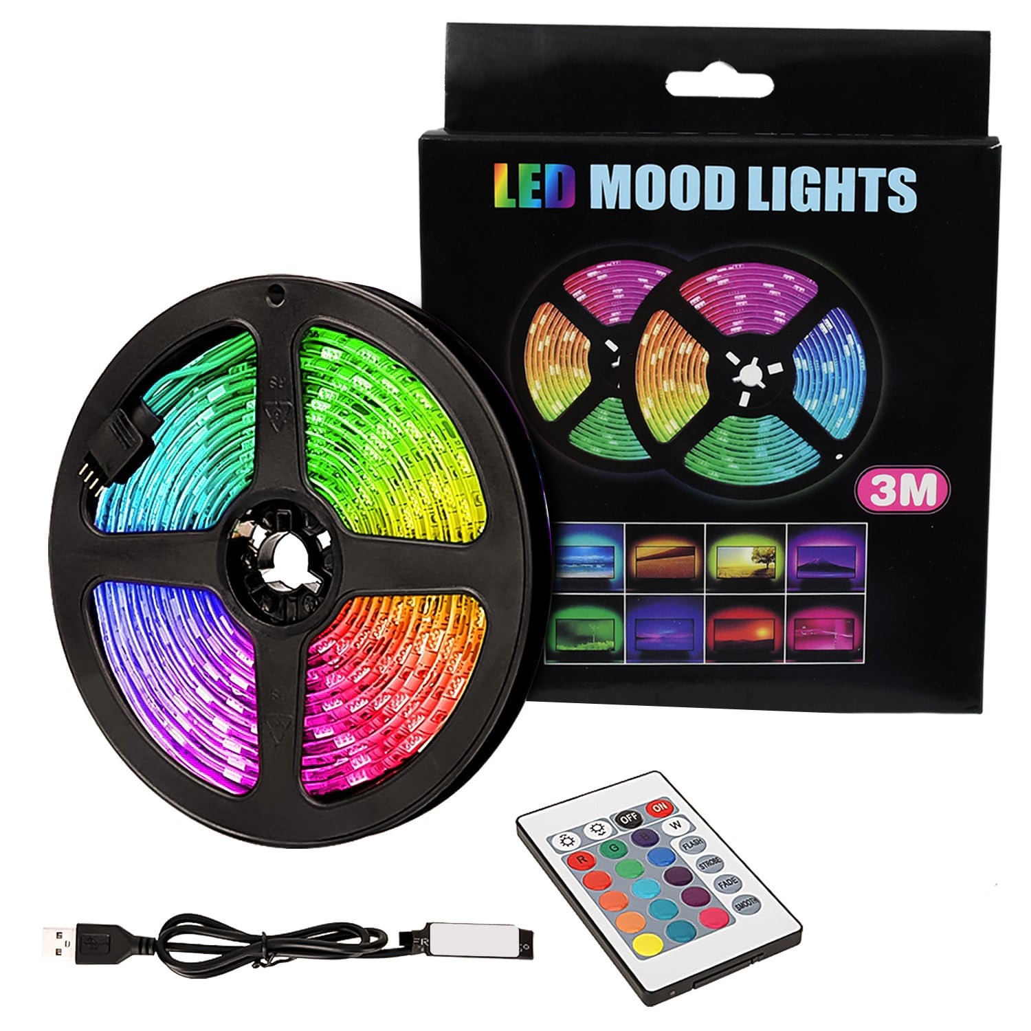 3M RGB LED Strip Lights, LED Mood Lights (1 Set) - Shivani Jaswal 3M RGB LED Strip Lights, LED Mood Lights (1 Set)