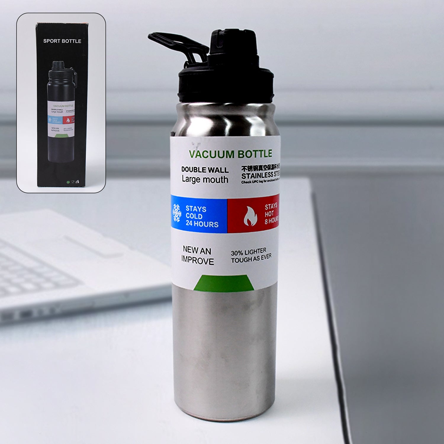 Stainless Steel Double Wall Vacuum-Insulated Drink Water Bottle (800 ML) - Shivani Jaswal Stainless Steel Double Wall Vacuum-Insulated Drink Water Bottle (800 ML)