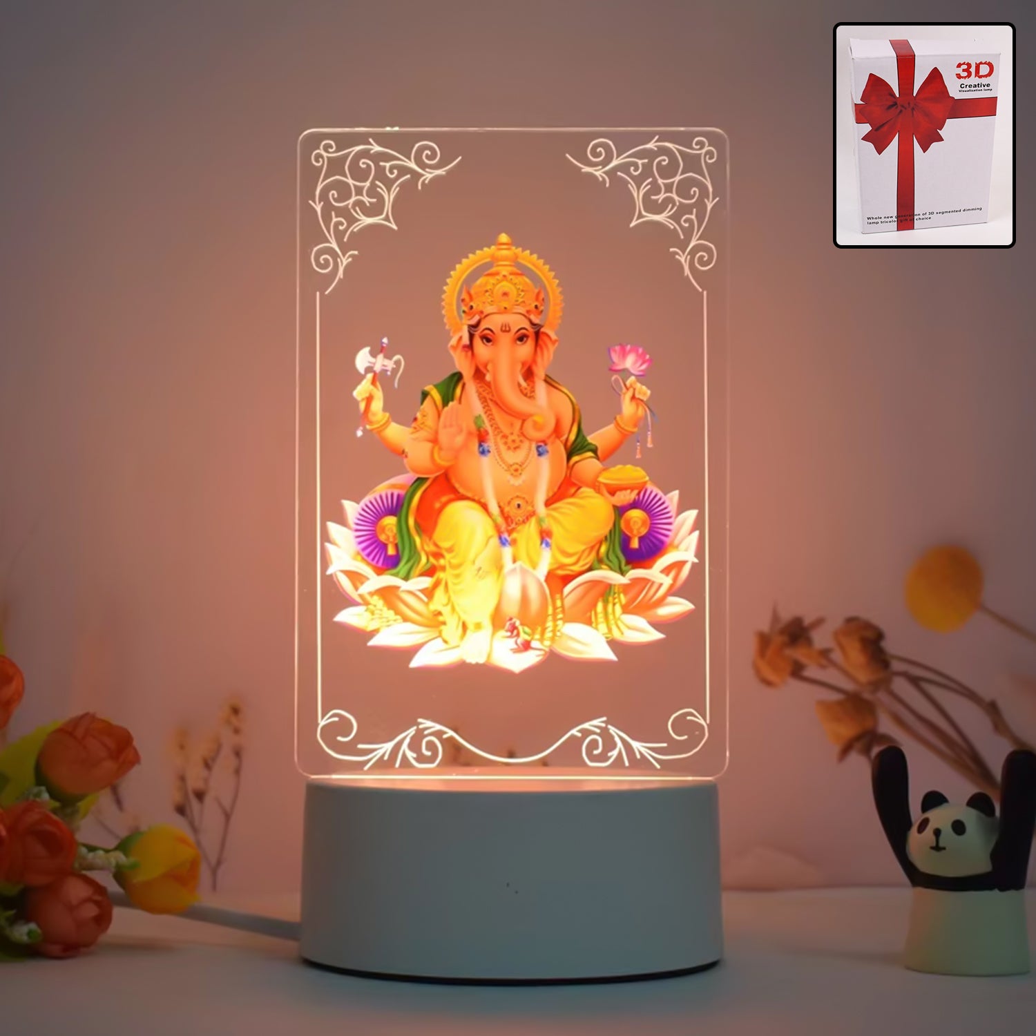 Beautiful 3D Lord Ganesh Frame with soft white light (1 Pc) - Shivani Jaswal Beautiful 3D Lord Ganesh Frame with soft white light (1 Pc)