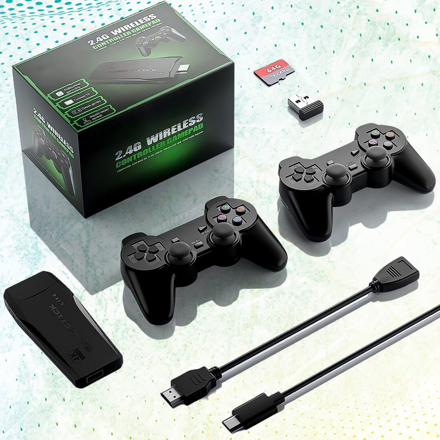Wireless Controller Gamepad with 10,000+ Games, 4k Ultra HD Game Sticks Output, and 2.4GHz Wireless Controller Video Games with 64gb Memory Card (1 Set) - Shivani Jaswal Wireless Controller Gamepad with 10,000+ Games, 4k Ultra HD Game Sticks Output, and 2.4GHz Wireless Controller Video Games with 64gb Memory Card (1 Set)