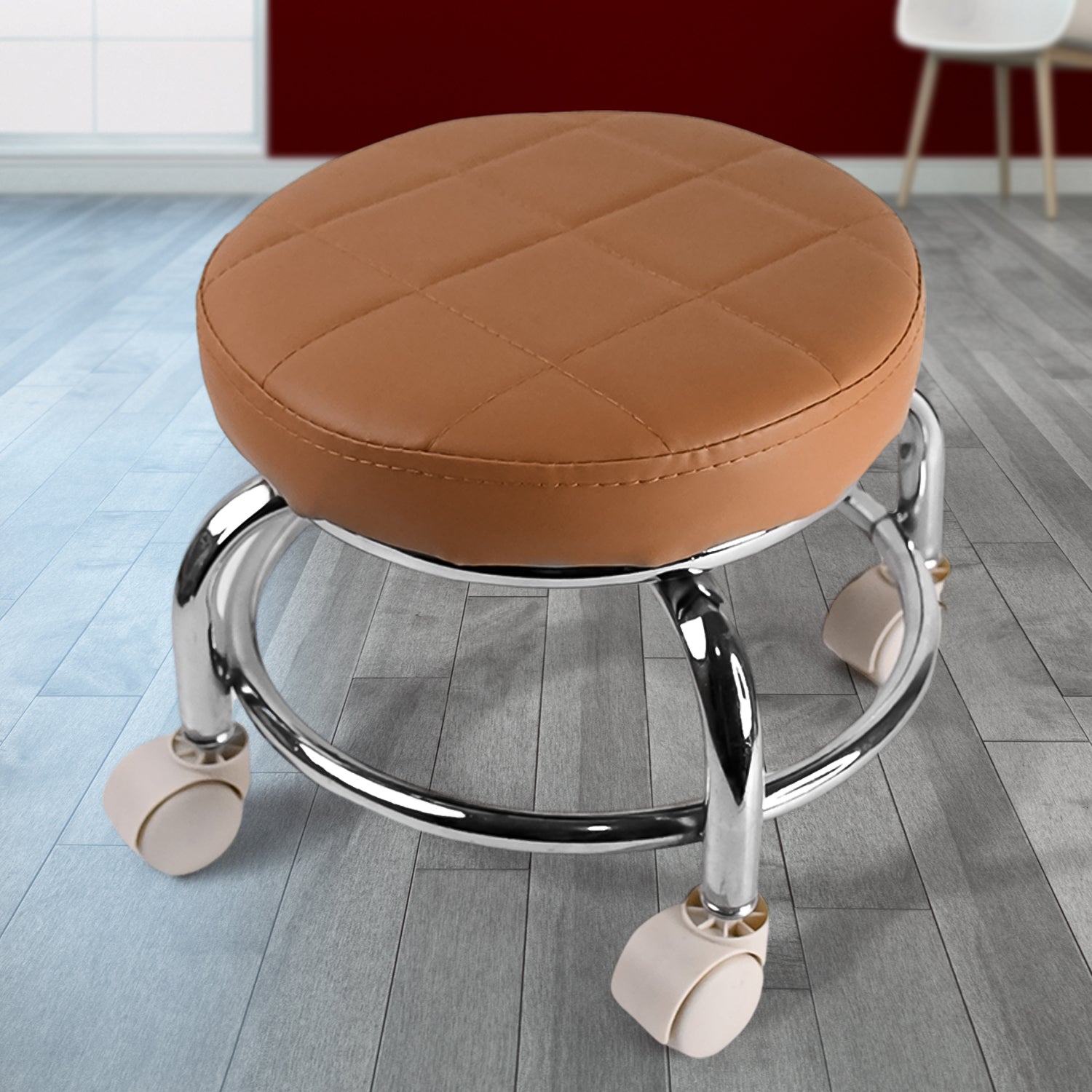 Heavy Duty Steel Base Round Rolling Stool with Wheels Pedicure Stool (1 pc) - Shivani Jaswal Heavy Duty Steel Base Round Rolling Stool with Wheels Pedicure Stool (1 pc)