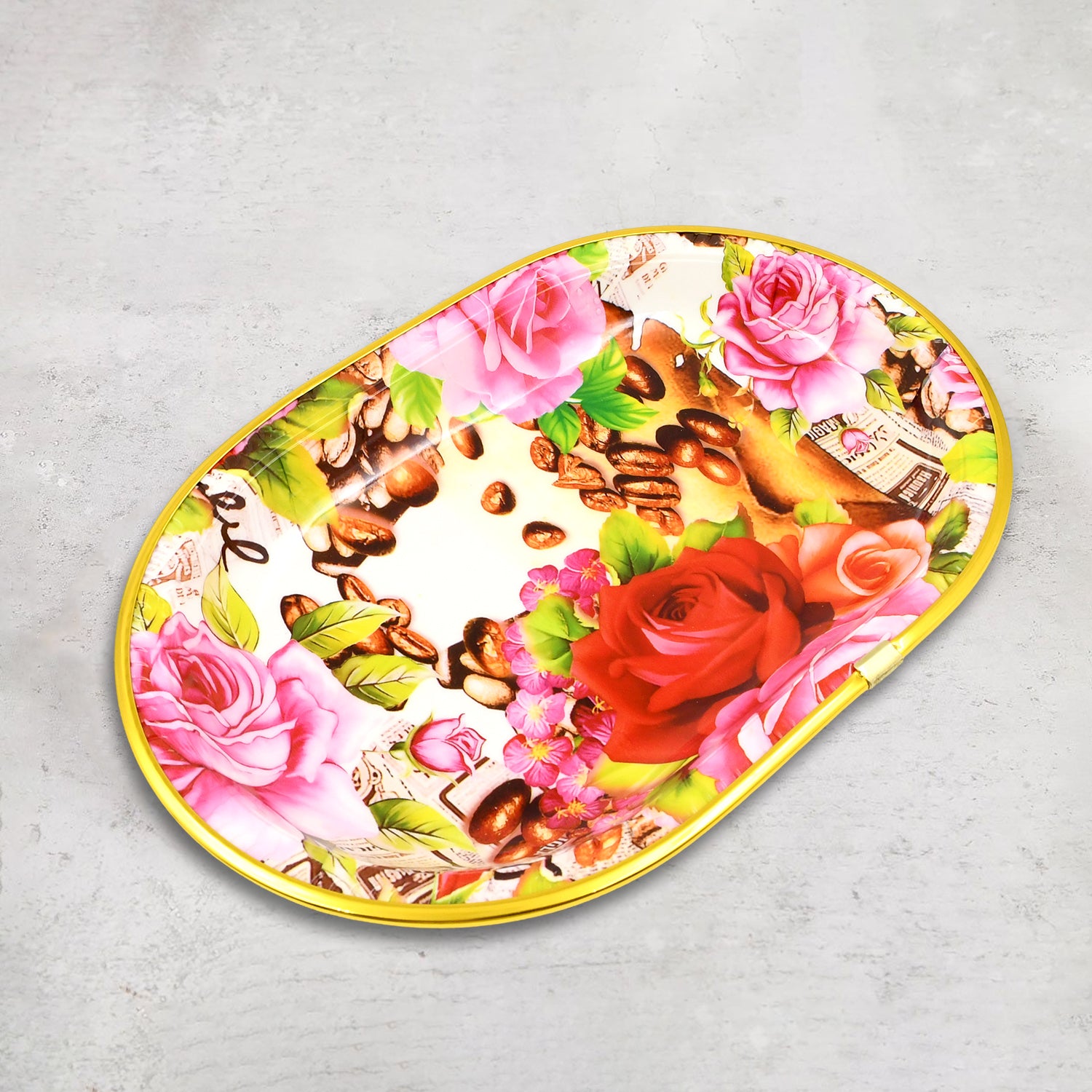 Small Plastic Flower Printed Design Serving Tray (1 Pc / 27 x 18 CM / Mix Color) - Shivani Jaswal Small Plastic Flower Printed Design Serving Tray (1 Pc / 27 x 18 CM / Mix Color)
